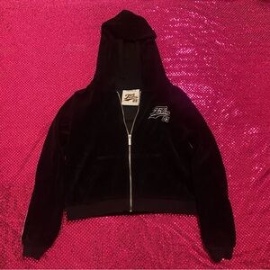 vintage y2k forever 21 fubu black velour zip up jacket size xs-small